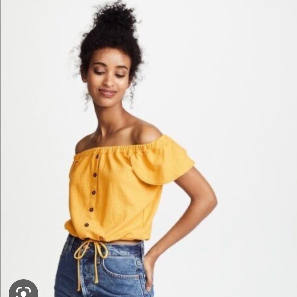 Madewell Yellow Off the Shoulder Top